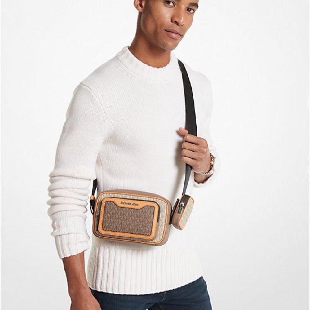 Michael Kors Cooper Color-Block Signature Logo Camera Bag NEW